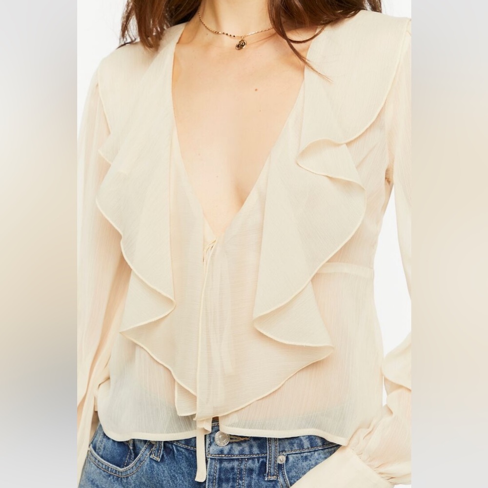 brand new chiffon ruffle tie top